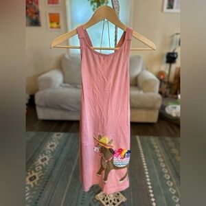 Mini Boden Pink Dress with Embroidery Donkey size 11-12Y